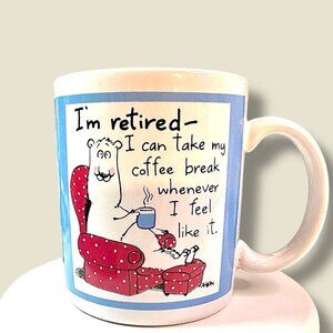 Hallmark Shoebox Greetings Retired Coffee Break Ceramic Mug 13.4 Oz Blue/White H